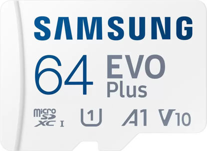 Picture of SAMSUNG Evo Plus 64 GB MicroSDXC Class 10 130 MB/s Memory Card  (With Adapter)