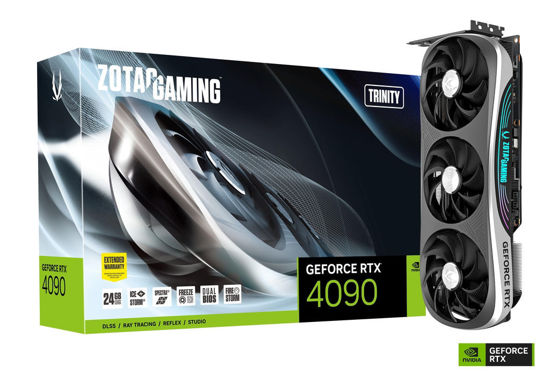 Picture of ZOTAC GAMING GEFORCE RTX 4090 TRINITY 24GB GDDR6X, 384BIT, 2520/21000, HDCP, THREE DP, HDMI, PREMIUM PACK (ZT-D40900D-10P)