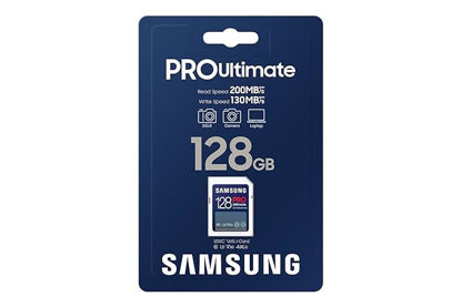 Picture of SAMSUNG PRO Ultimate Full Size 128GB SDXC Memory Card, Up to 200 MB/s, 4K UHD, UHS-I, C10, U3, V30, A2, for DSLR, Mirrorless Cameras, PCs, MB-SY128S/WW
